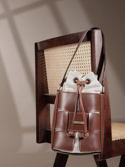 Celtic - Brown Genuine Leather Stylish And Durable Bucket Bag With Shearling Interior