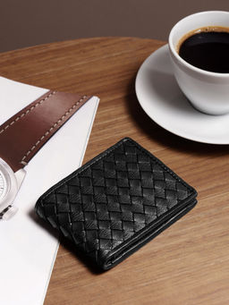 Celtic - Premium Hand-Woven Genuine Leather Wallet -Black