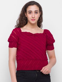 Globus - Maroon Self Design Top