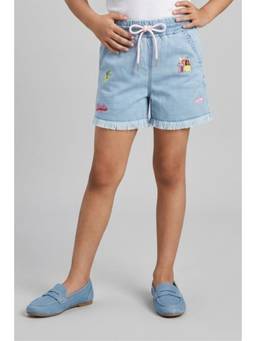 TINY GIRL - Barbie Light Blue Denim Shorts With Drawstring