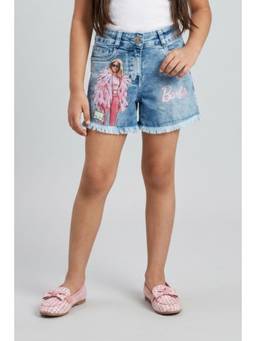 TINY GIRL - Barbie Denim Character Printed Frayed Shorts
