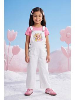 TINY GIRL - Denim Barbie Sleeveless Character Printed Dungaree