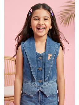 TINY GIRL - Barbie Blue Denim Waistcoat for Girls