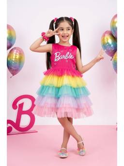 TINY GIRL - Barbie Rainbow Tulle Girls Stylish Party Dress