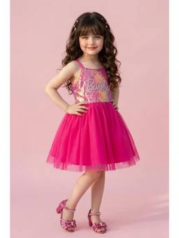 TINY GIRL - Barbie Hot Pink Sleeveless Sequins Fit Dress