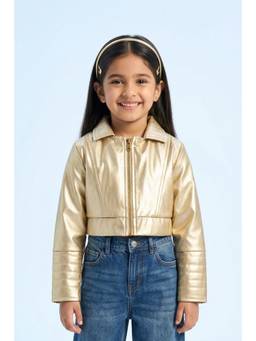 TINY GIRL - Barbie Gold Leather Jacket for Girls