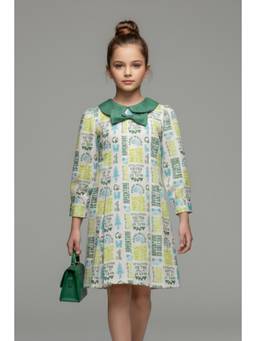 TINY GIRL - Full Sleeves Barbie Typography Printed Dress