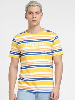 Jack & Jones - Yellow Striped Crew Neck T-shirt