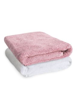 Heelium - Bamboo Bath Towel - Soft - Absorbent & Odour Free - 2 Pcs - Peach - White