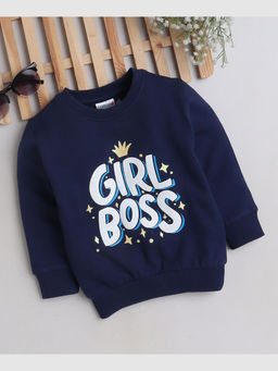 Bumzee - Navy Girls Full Sleeves Sweatshirt