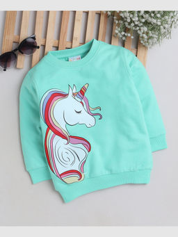 Bumzee - Mint Green Girls Full Sleeves Sweatshirt