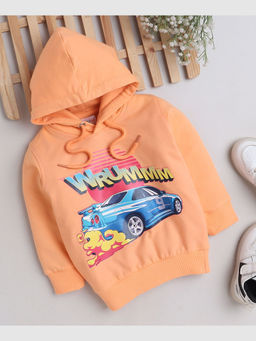 Bumzee - Orange Boys Full Sleeves Hooded Sweatshirt