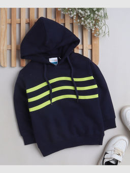 Bumzee - Navy Boys Full Sleeves Hooded Sweatshirt