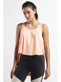 Reebok - Peach Solid/Plain Round Neck Tank Top