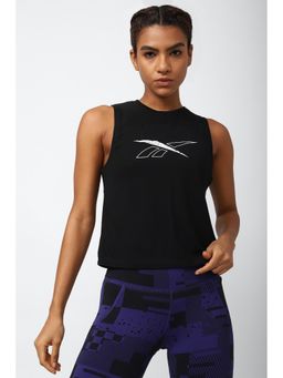 Reebok - Black Printed Round Neck Tank Top