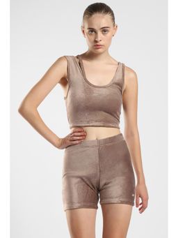 Reebok - Brown Solid/Plain Scoop Neck Tank Top