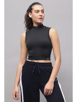 Reebok - Black Textured High Neck Tank Top