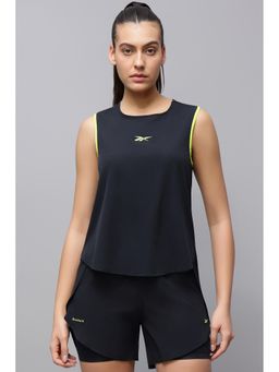 Reebok - Black Solid/Plain Round Neck Tank Top