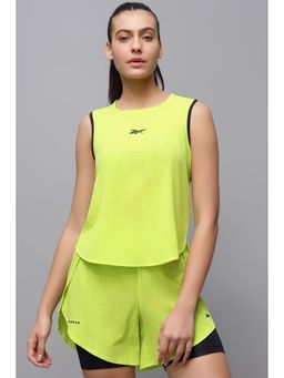Reebok - Green Solid/Plain Round Neck Tank Top