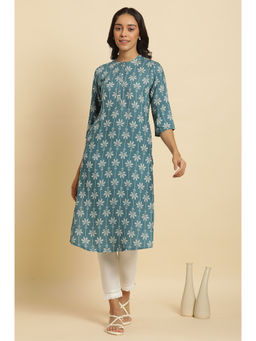 W - Blue Floral Kurta