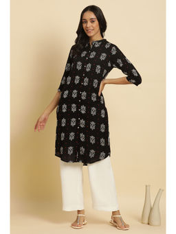 W - Black Geometric Kurta