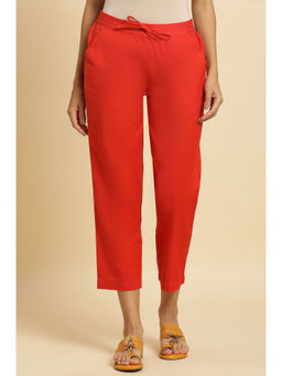 W - Orange Solid Slim Pant