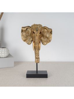 HomeTown - Miraya Elephant Head, Polyresin Hand Finished Figurine Gold