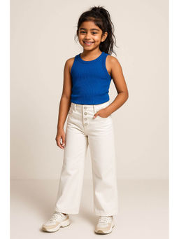 Tales & Stories - Girls White Lycra Bootcut Jeans