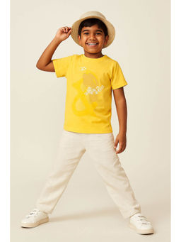 Tales & Stories - Boys Yellow Printed Cotton T-Shirt