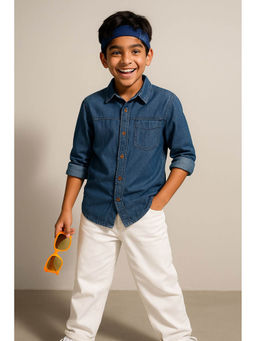 Tales & Stories - Boys Navy Blue Cotton Shirt