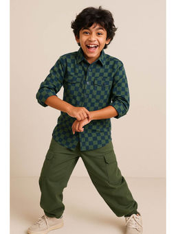 Tales & Stories - Boys Green Checks Cotton Shirt