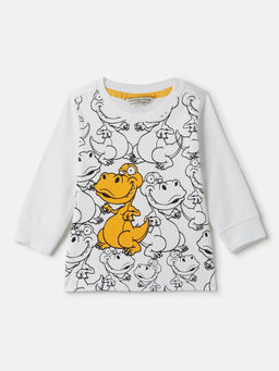 Tales & Stories - Boys White Printed Cotton T-Shirt