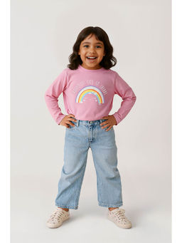 Tales & Stories - Girls Pink Cotton Printed T-Shirt
