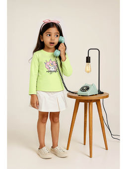 Tales & Stories - Girls Green Cotton Printed T-Shirt