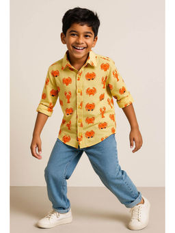 Tales & Stories - Boys Yellow Printed Cotton Shirt