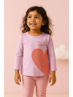 Tales & Stories - Girls Lavender Cotton Printed T-Shirt
