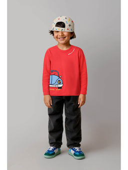 Tales & Stories - Boys Red Printed Cotton T-Shirt