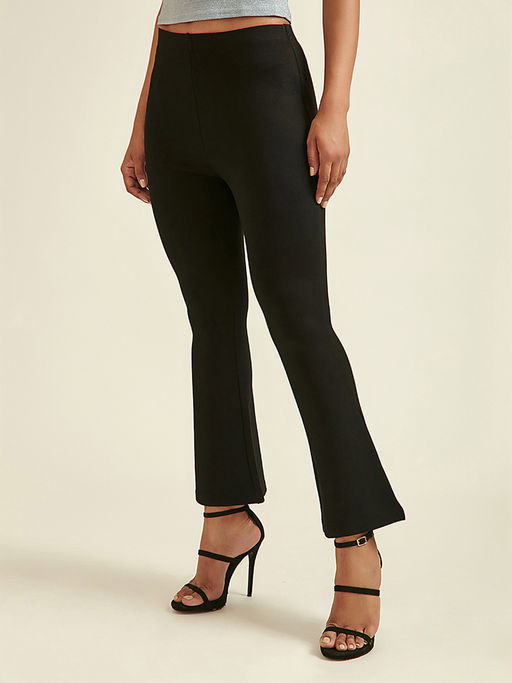 Buy COVER STORY Black Go Wide Flared Trouser Online