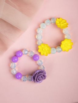 Arendelle - Purple and Yellow Flower Bracelets for Girls (Pack of 2)