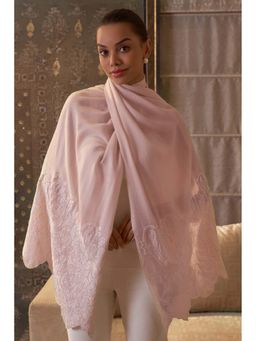 MAULI CASHMERE - Paisley Crest Embroidered Fine Merino Wool Stole