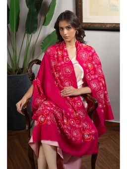 MAULI CASHMERE - Floral Bliss Embroidered Fine Wool Silk Stole