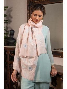 MAULI CASHMERE - Floraison Embroidered Wool Silk Stole