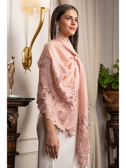 MAULI CASHMERE - Peony Dream Embroidered Wool Silk Stole