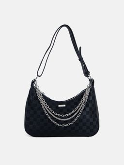 Kazo - Black Checks Hand Bag with Metal Chains