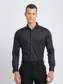 The Bear House - Men Black Solid Slim Fit Cotton Formal Shirt