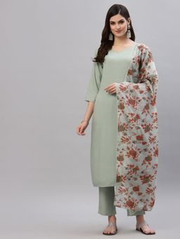 Stylum - Womens Solid Rayon Straight Kurta Pant Dupatta (Set of 3)