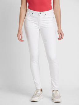 Being Human - White Mid Rise Skinny Fit Cotton Women's Denims by Being Human Clothing
