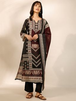 Libas - Printed Silk Blend Straight Kurta with Pant and Dupatta