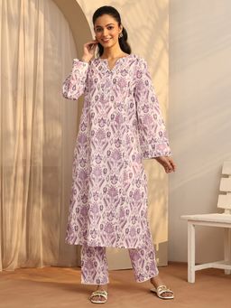 Libas - Printed Cotton Blend A-Line Co-Ord Set
