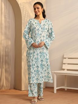 Libas - Printed Cotton Blend A-Line Co-Ord Set